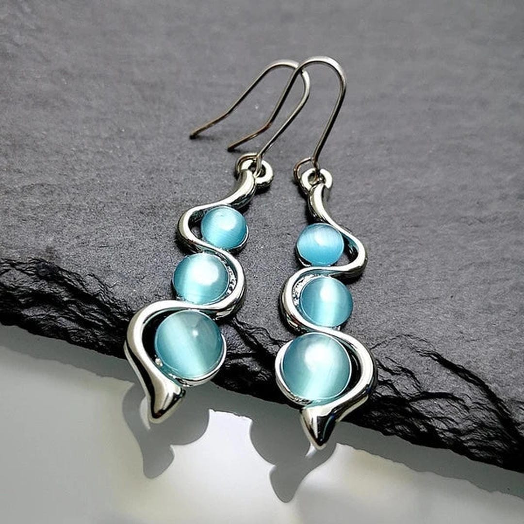 Pendientes colgantes de cristal azul – imagen 2