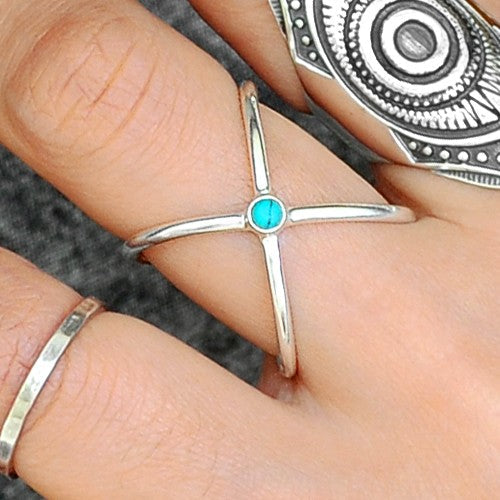 Anillo cruzado de turquesa – imagen 2