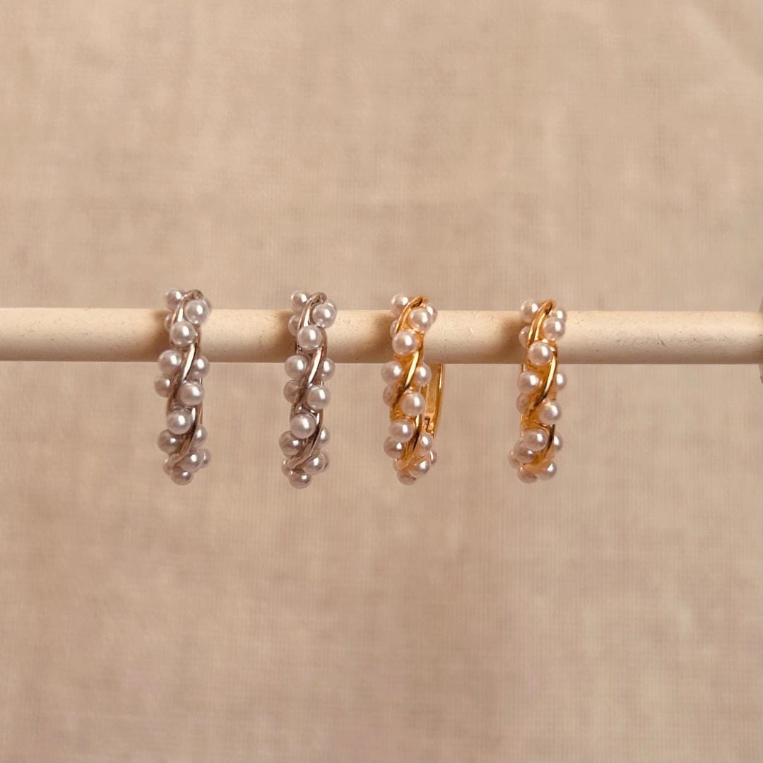 Pendientes aro elegantes de perla retorcidos