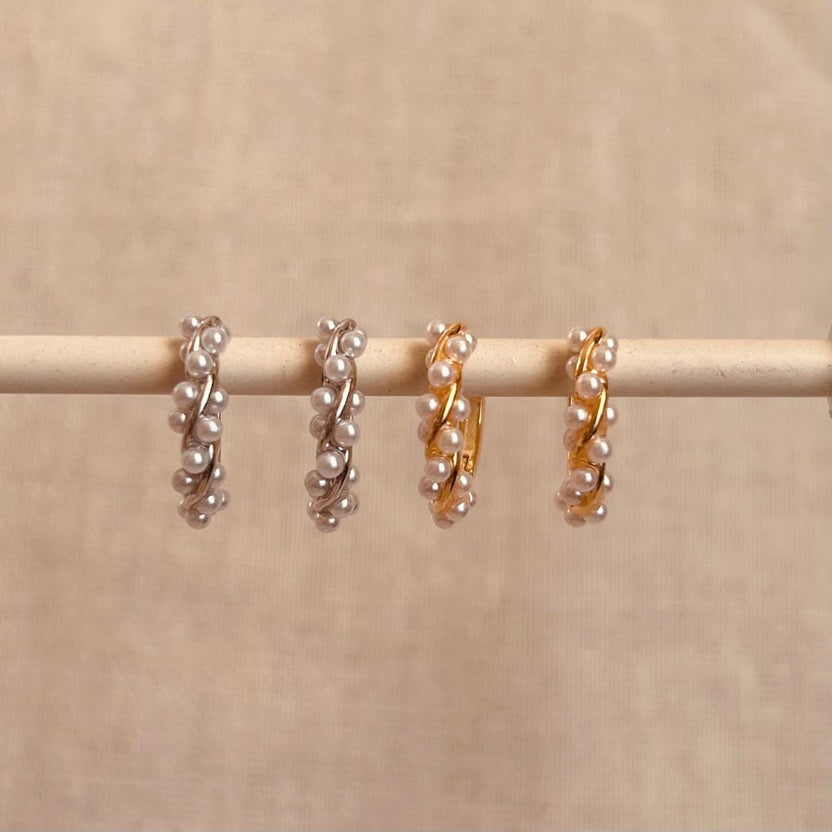 Pendientes aro elegantes de perla retorcidos