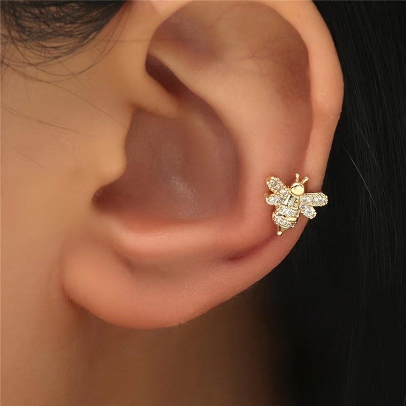 Pendientes de abeja de una sola pieza en dorado