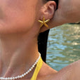 Pendientes elegantes de estrella de mar dorados – imagen 2