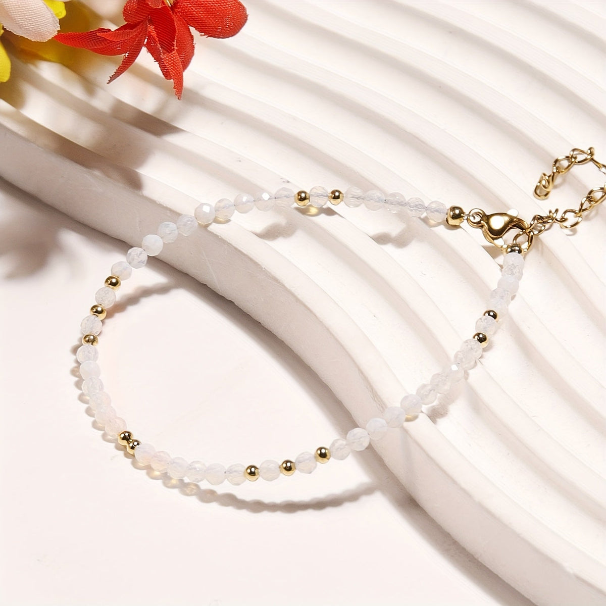 Pulsera de piedra lunar y piedra solar natural – imagen 3
