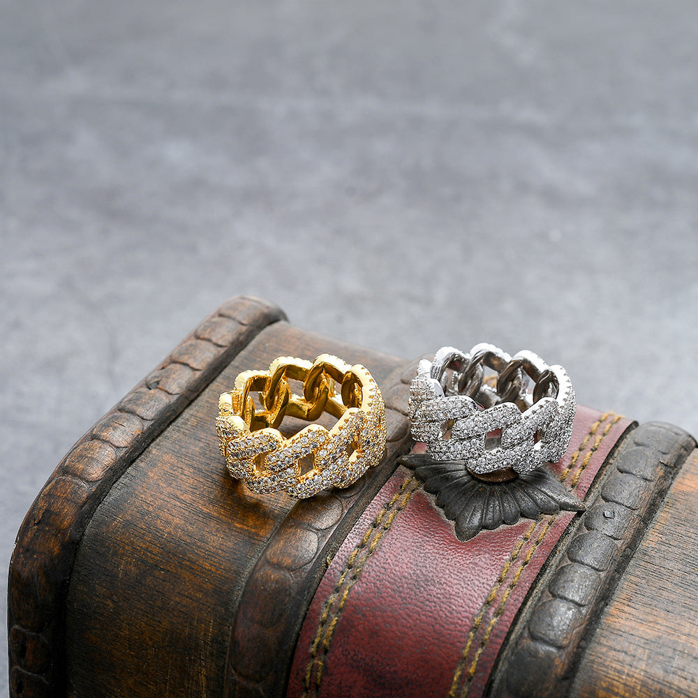 Anillo elegante de oro y plata con circonitas incrustadas – imagen 2