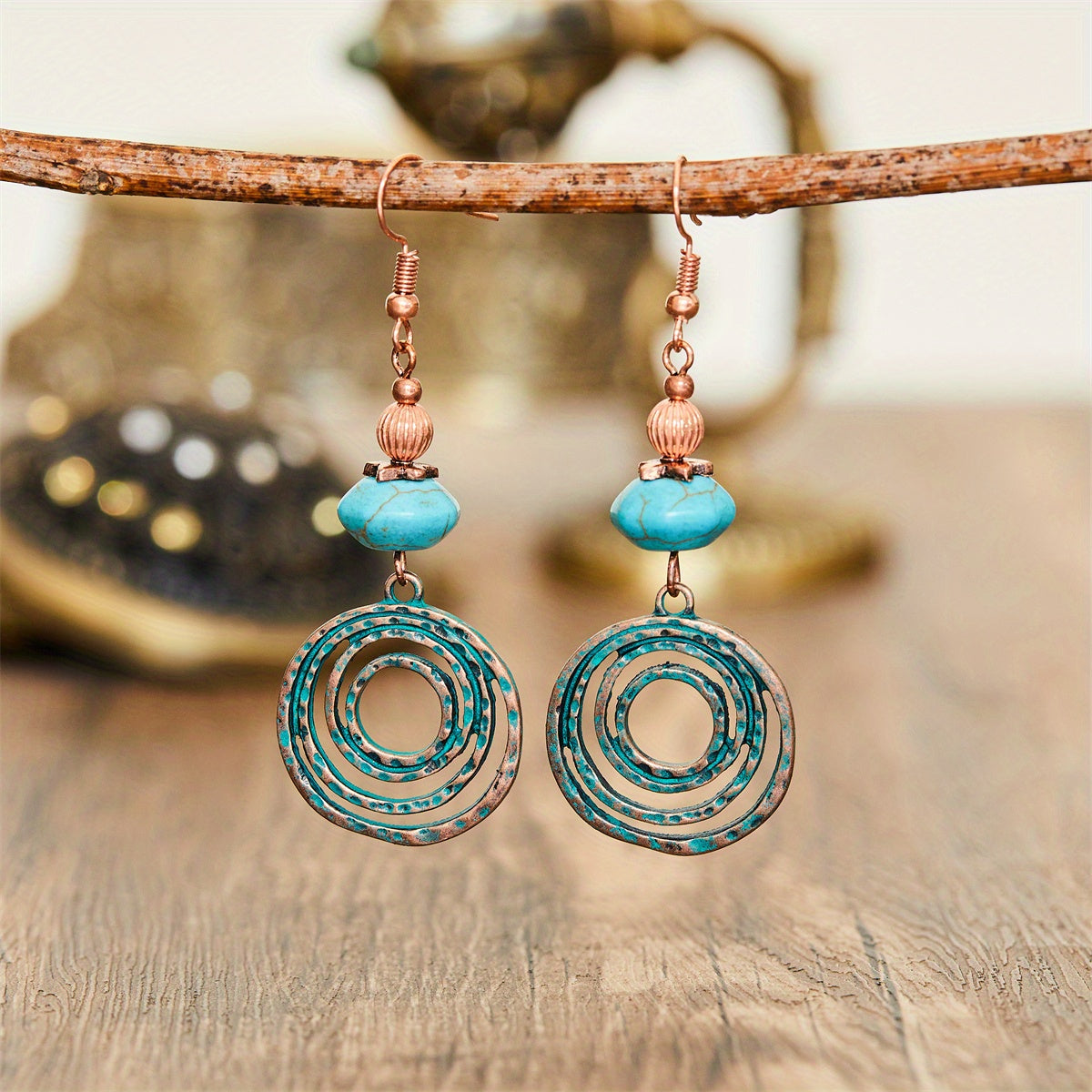 Pendientes aro retro bohemios – imagen 2