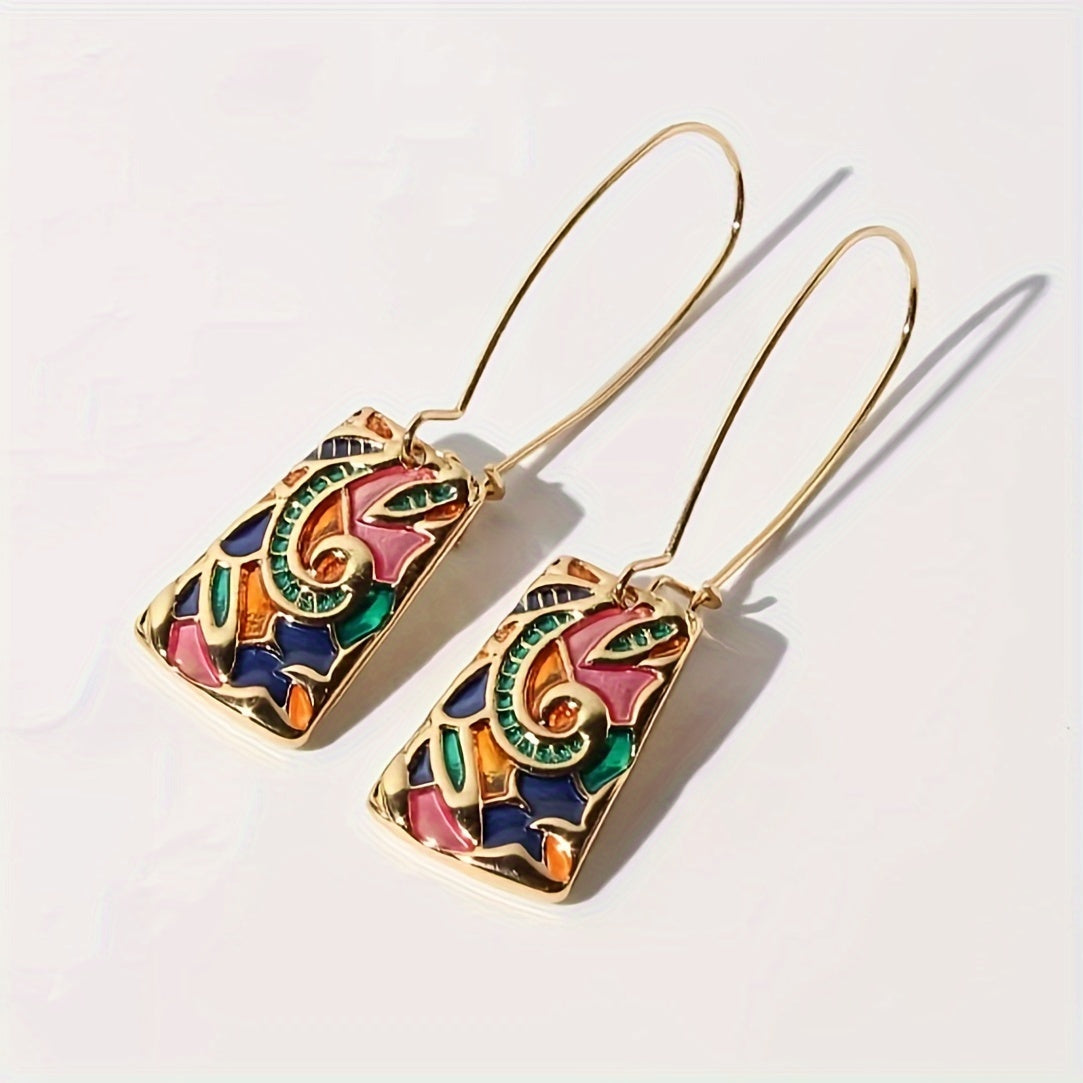 Pendientes de esmalte de colores con efecto goteo