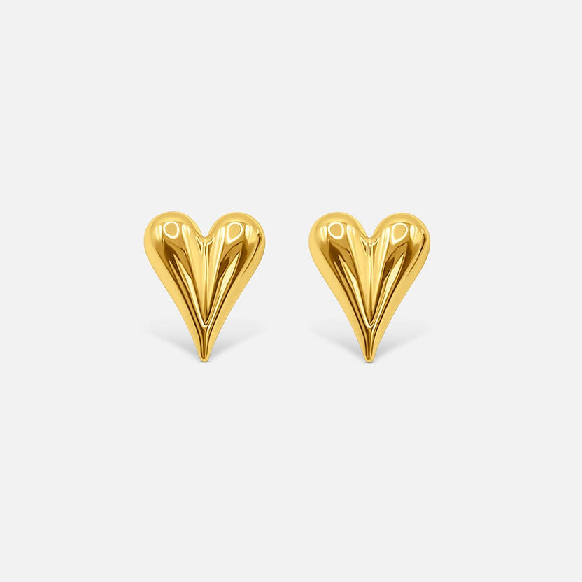 Elegantes pendientes de corazón puntiagudo en oro