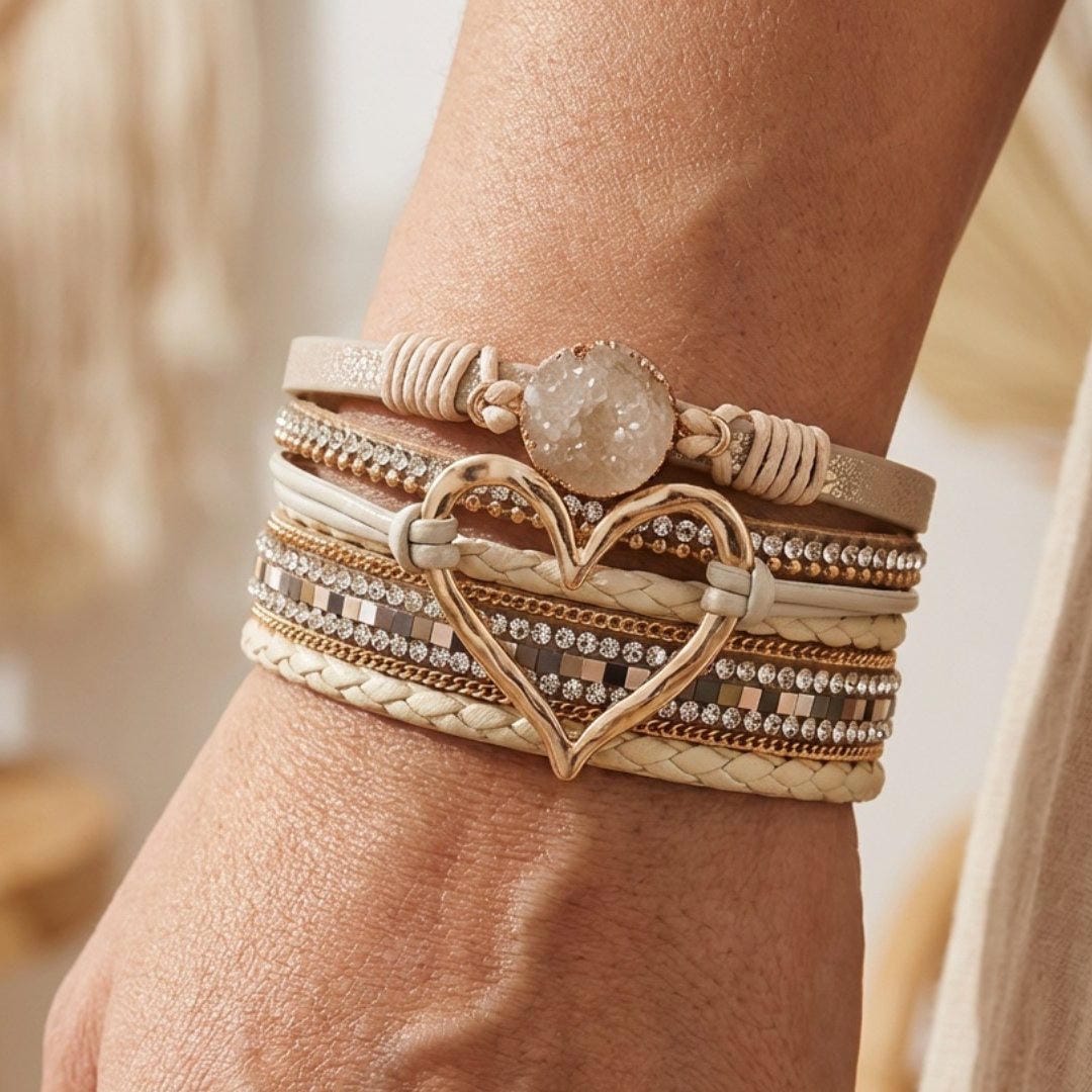 Pulsera bohemia de piel multicapa – imagen 2