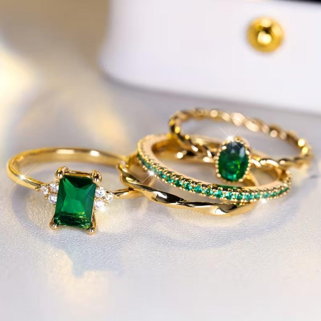 Anillo trío apilable esmeralda – imagen 2