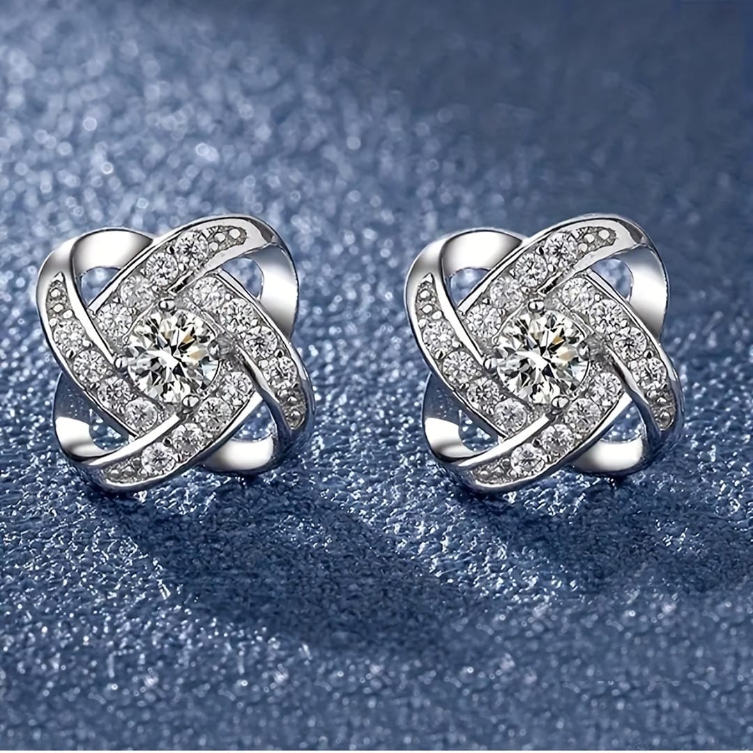 Pendientes de trébol de cristal floral en espiral – imagen 3