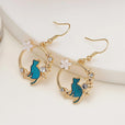 Pendientes colgantes de flor, gato y estrella