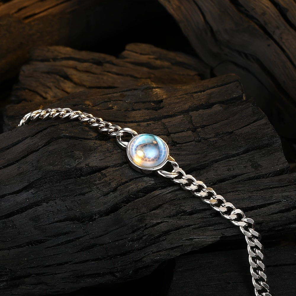 Pulsera de plata con piedra lunar a medida