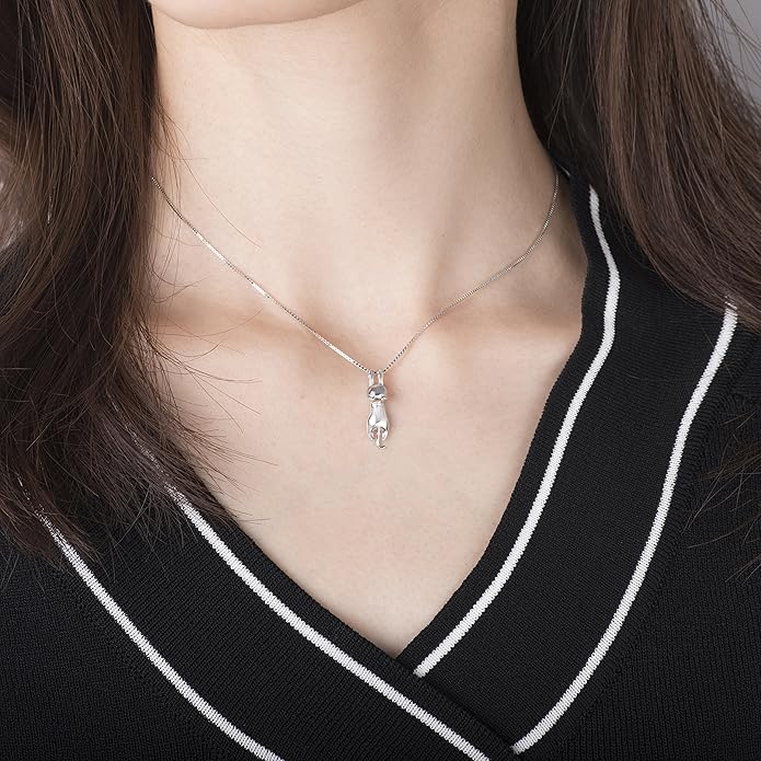 Collar divertido de plata con gatito – imagen 2