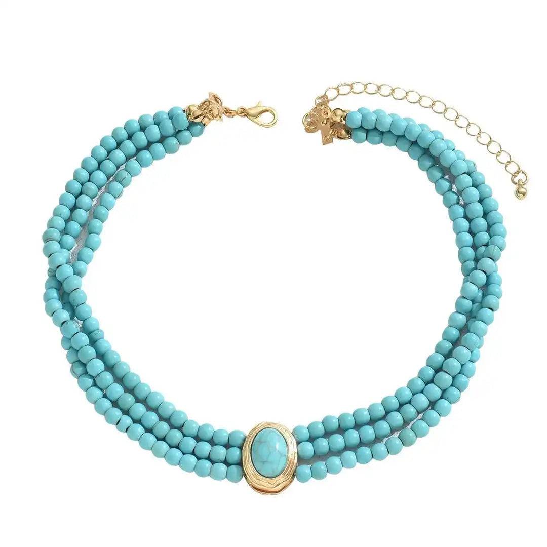 Collar vintage elegante de cuentas de turquesa – imagen 2