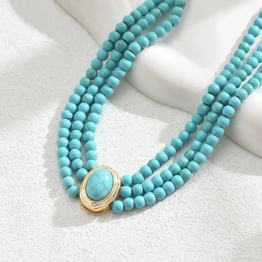 Collar vintage elegante de cuentas de turquesa – imagen 3