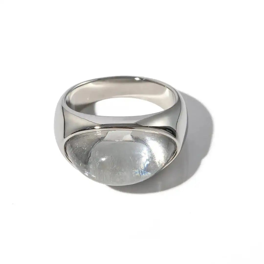 Anillos de cúpula gruesos con media piedra semipreciosa – imagen 4
