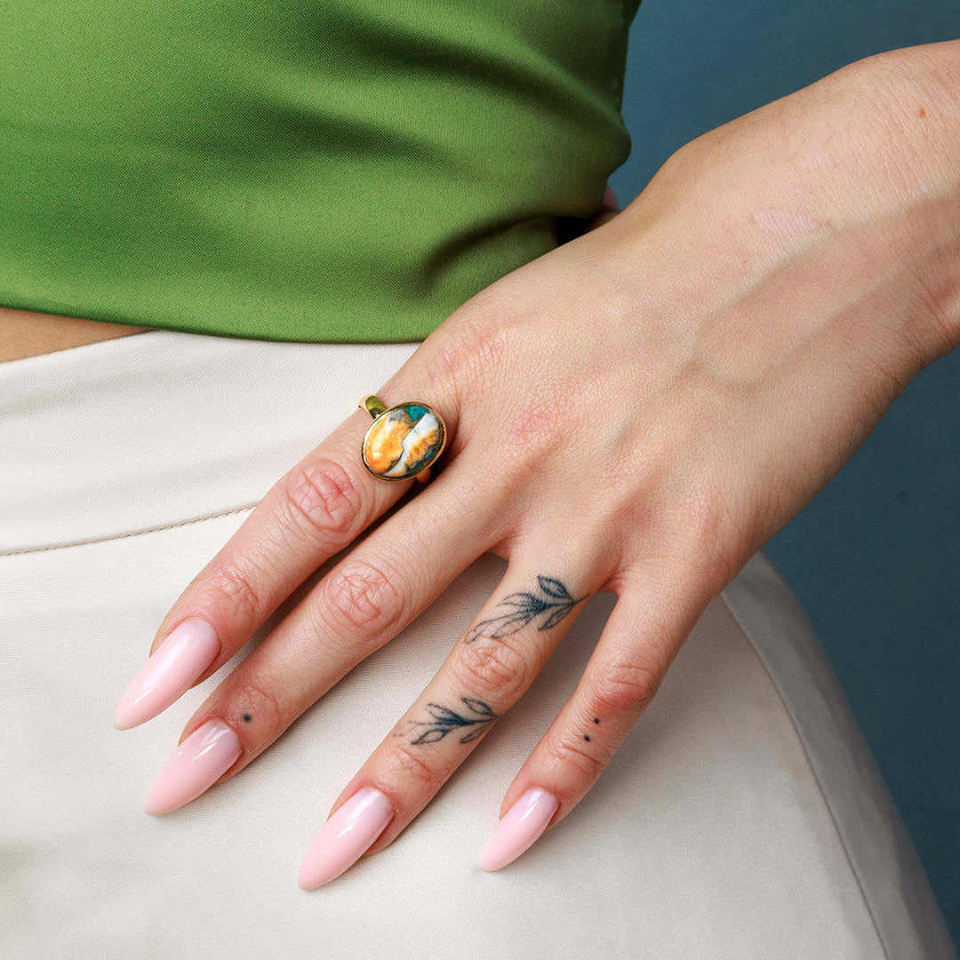 Anillo dorado de turquesa Ostra — Carmen, Lucía & Rocío