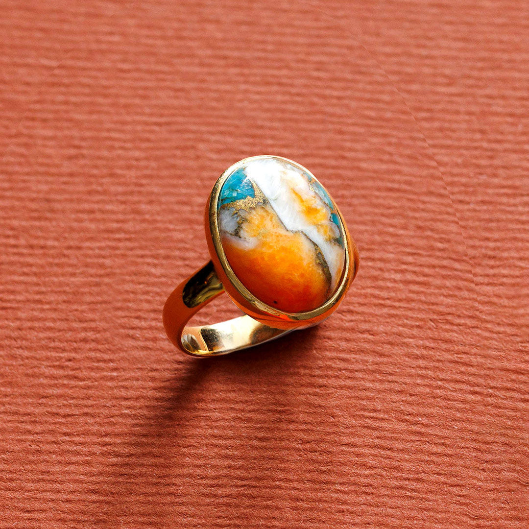 Anillo dorado de turquesa Ostra — Carmen, Lucía & Rocío