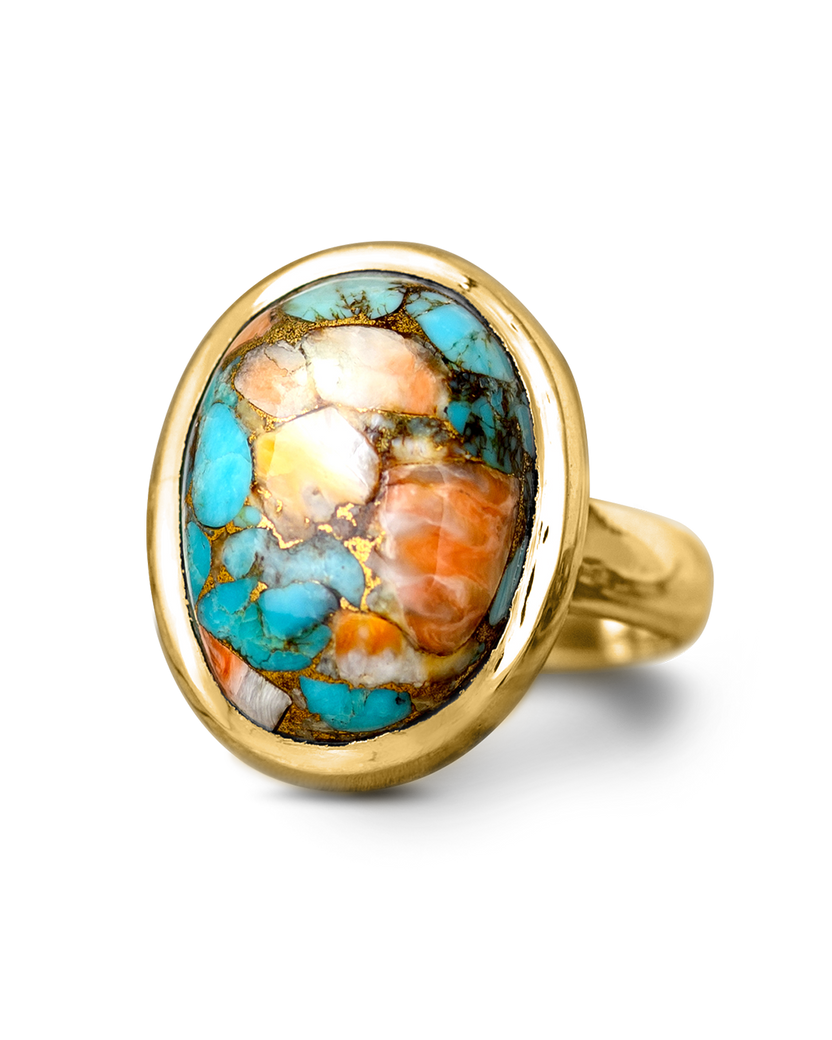 Anillo dorado de turquesa Oyster