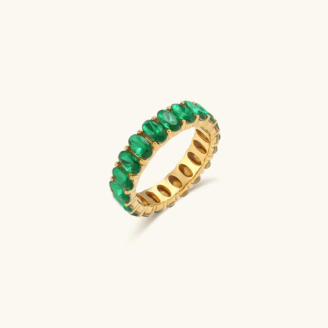 Anillo dorado con simulantes de cristal – imagen 2