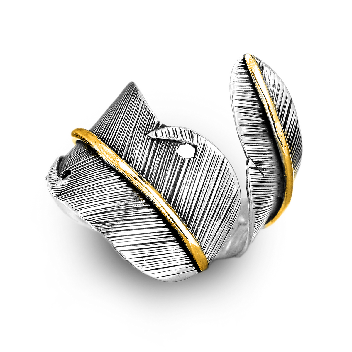 Anillo bohemio de plata con pluma