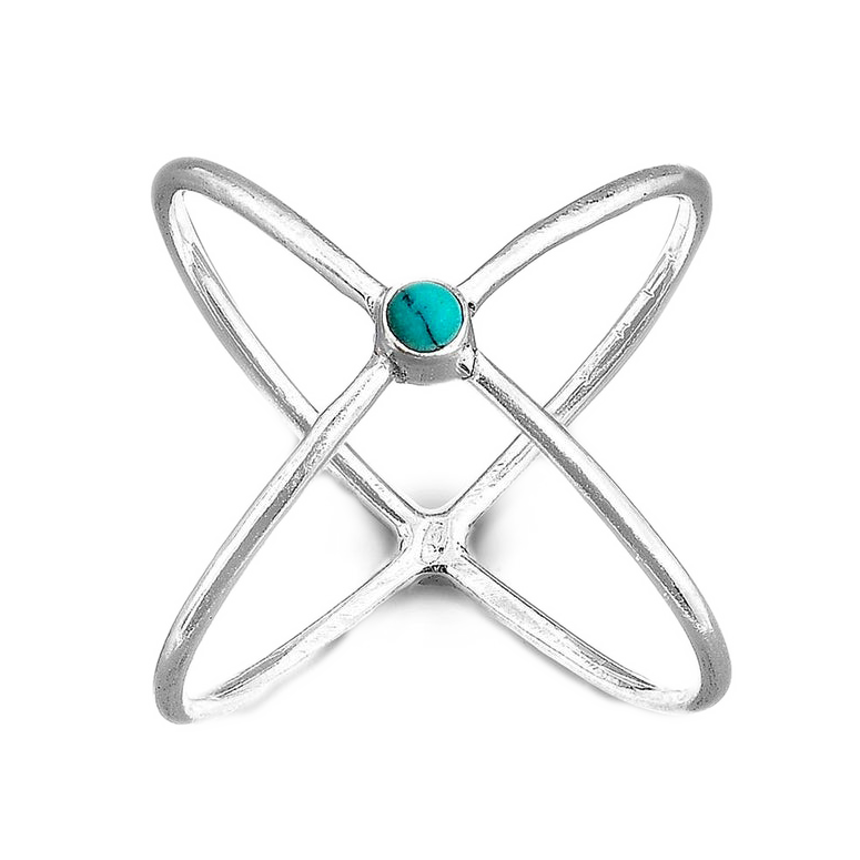 Anillo cruzado de turquesa