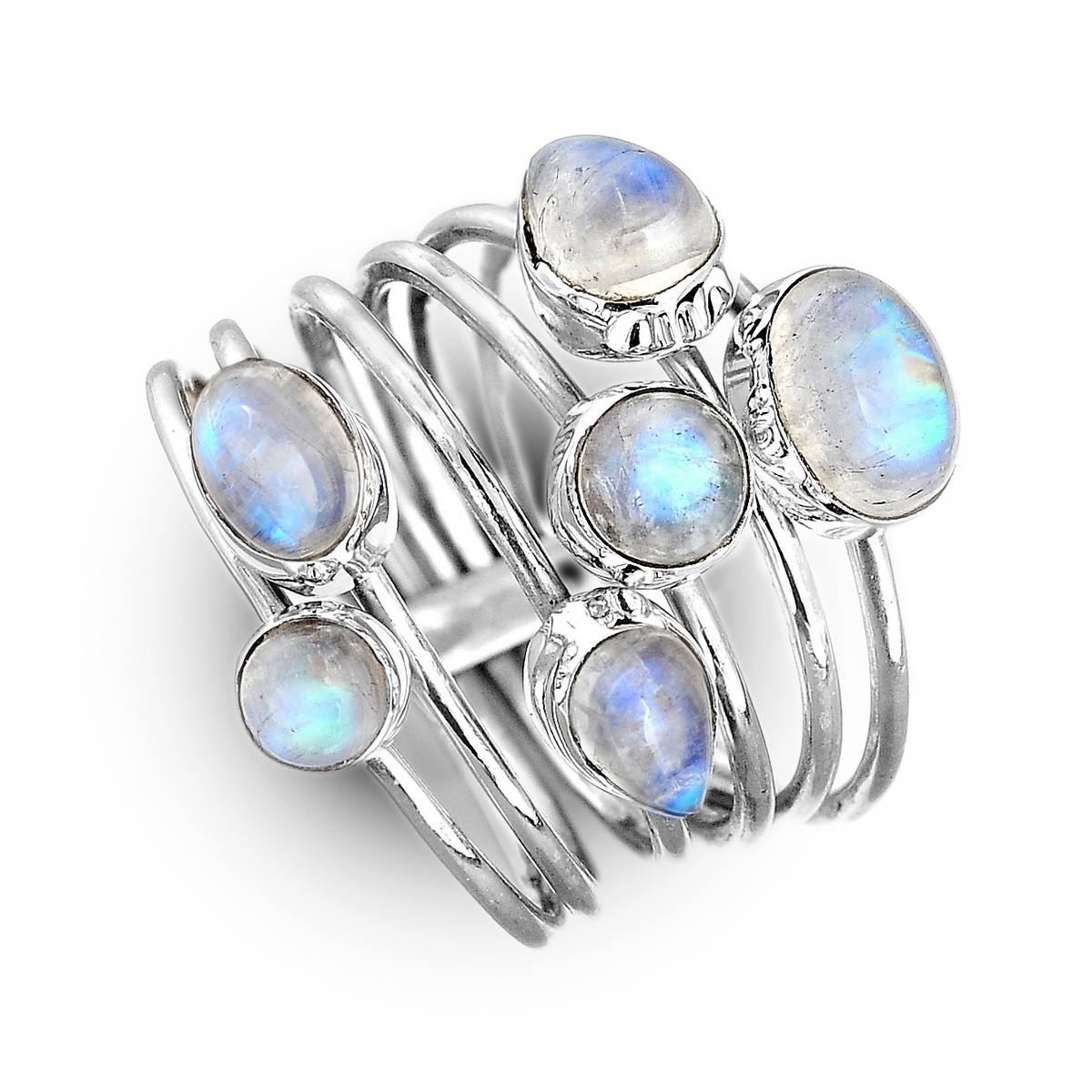 Anillo de plata apilable con piedra lunar