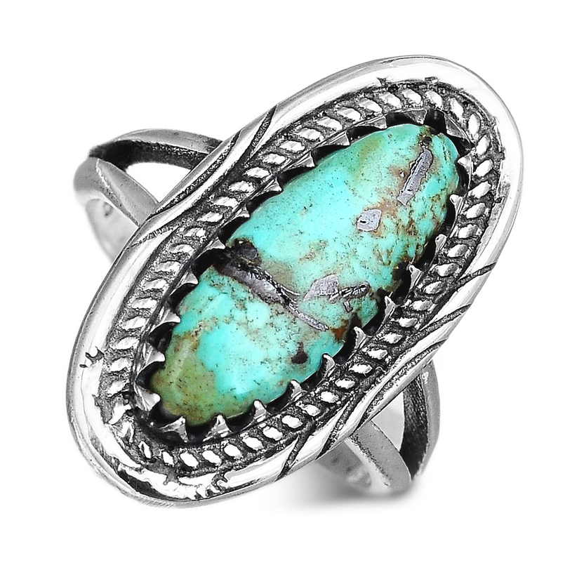 Anillo boho de plata con turquesa
