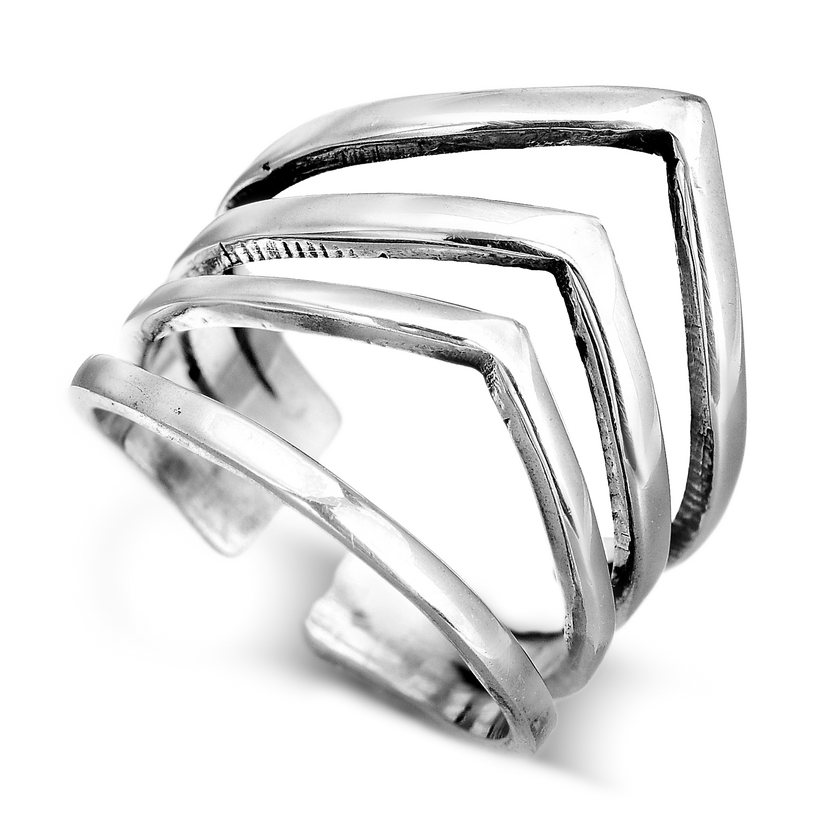 Anillo boho de triple chevron