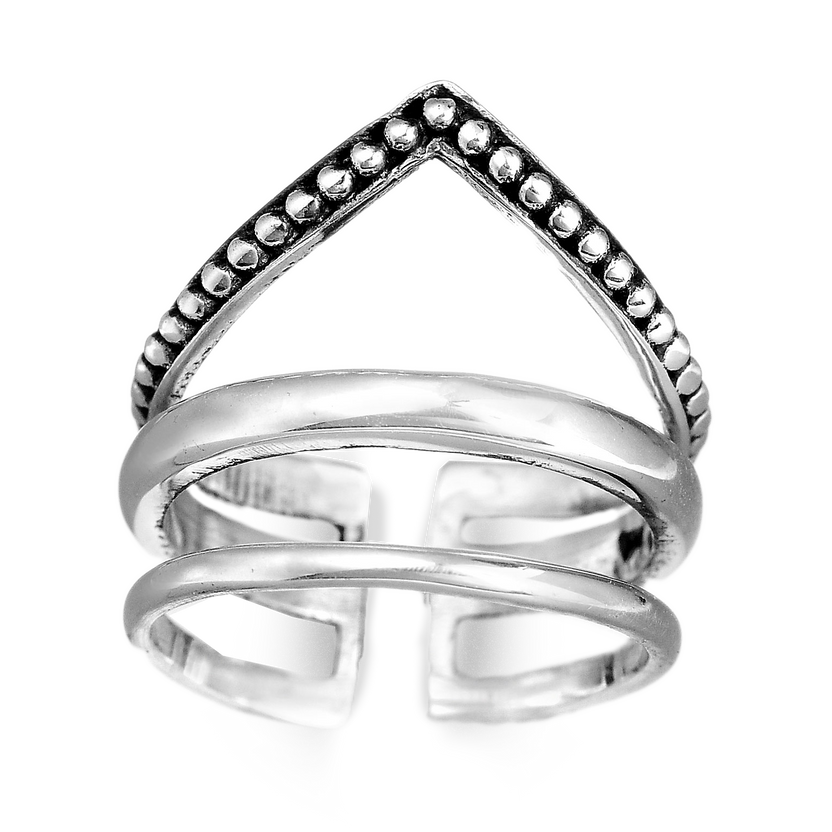 Anillo boho de plata con diseño en zigzag