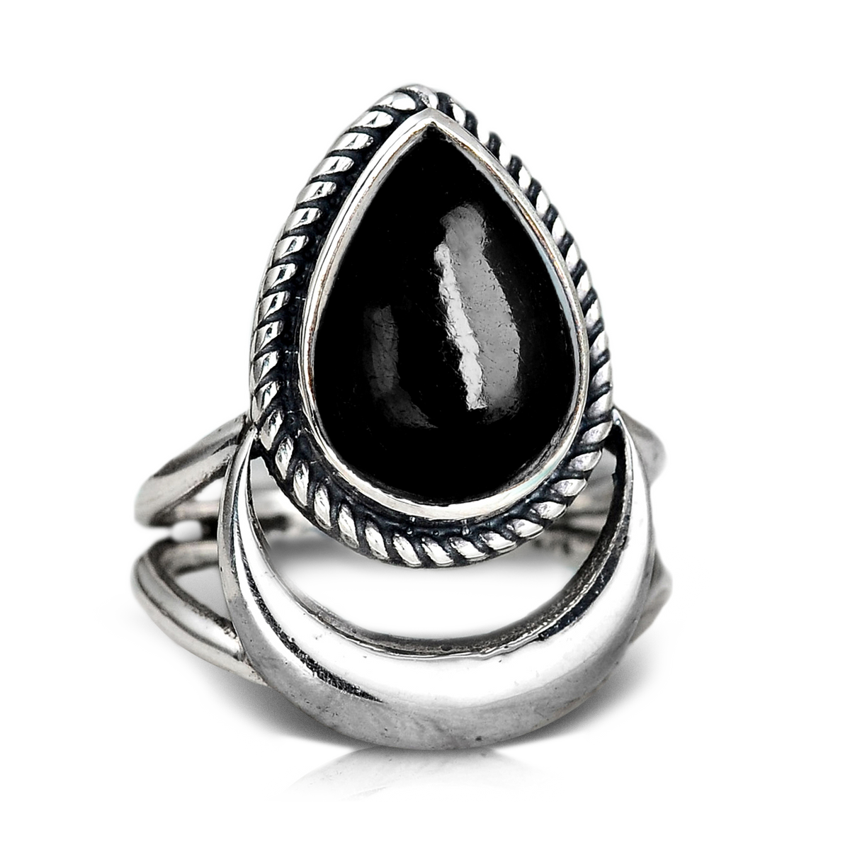 Anillo luna de turmalina negra