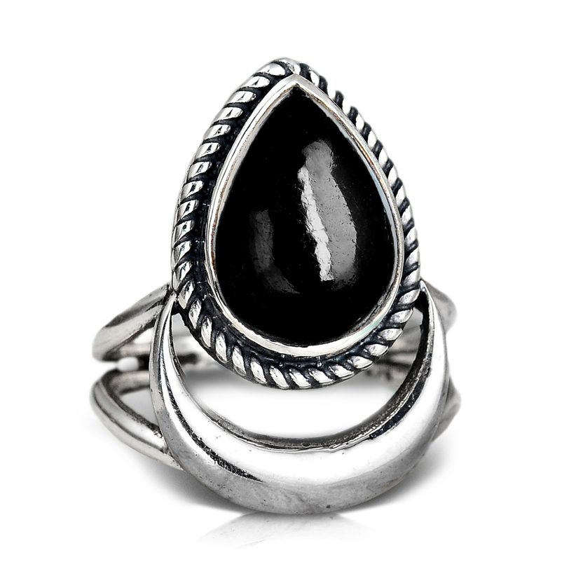 Anillo luna de turmalina negra