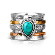 Anillo fidget de turquesa en forma de lágrima