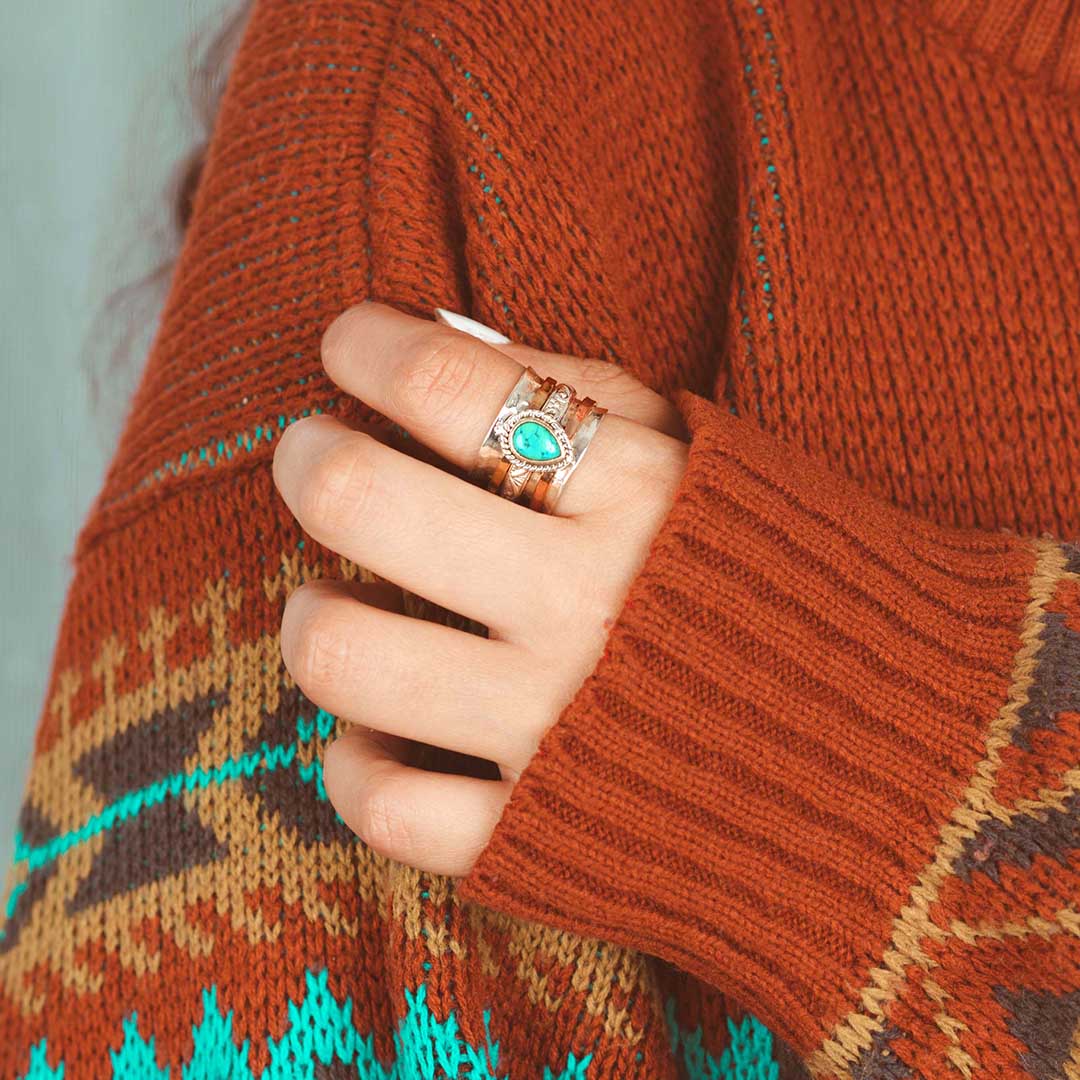 Anillo fidget de turquesa en forma de lágrima – imagen 3
