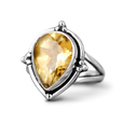 Anillo de plata con citrino en forma de gota