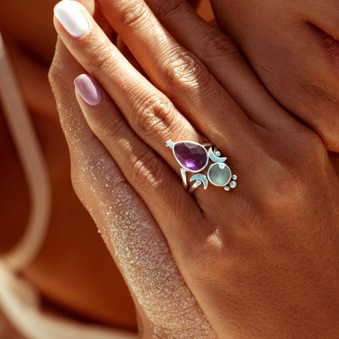 Anillo de aguamarina y amatista – imagen 3