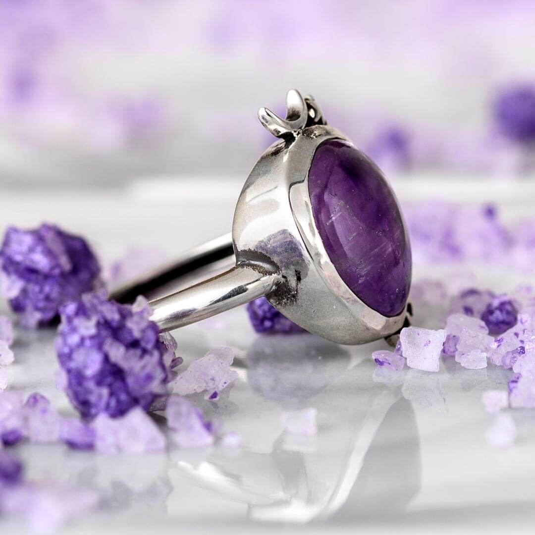 Anillo celeste bohemio de amatista – imagen 3