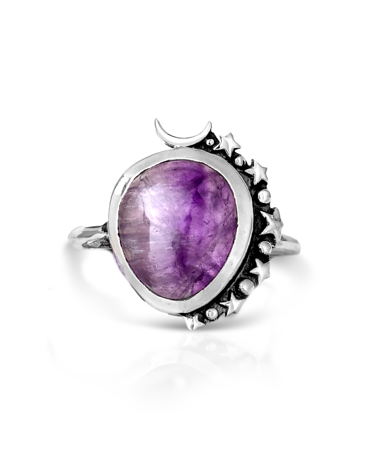 Anillo celeste bohemio de amatista