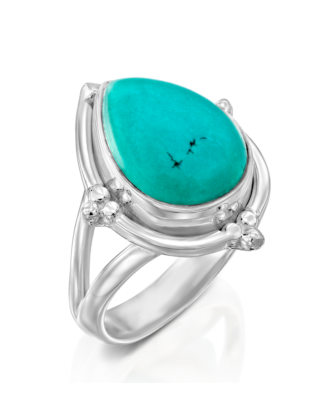 Anillo de plata con turquesa en forma de lágrima