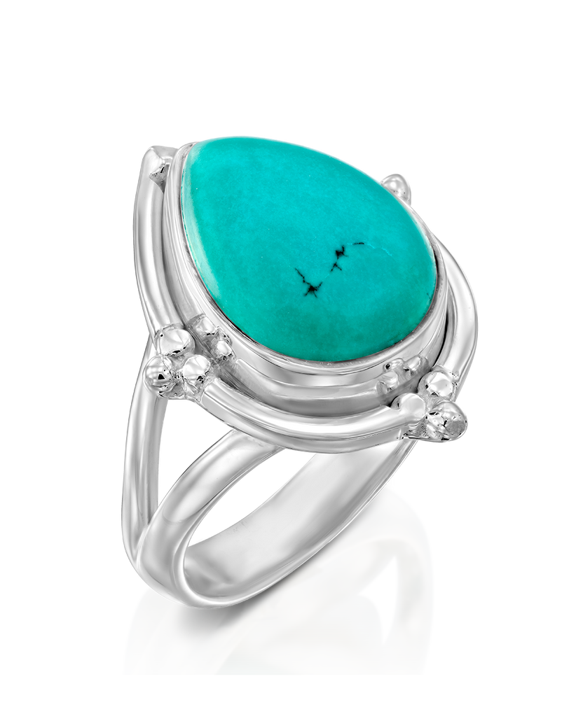Anillo de plata con turquesa en forma de lágrima