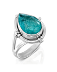 Anillo de plata con fluorita en forma de gota