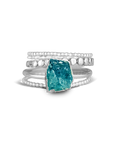 Set de anillos de plata con apatito en bruto