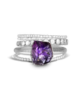 Conjunto de anillos de plata con amatista para apilar — Carmen, Lucía & Rocío