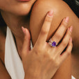 Conjunto de anillos de plata con amatista para apilar — Carmen, Lucía & Rocío