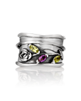 Anillo giratorio de flor de rosa con amatista