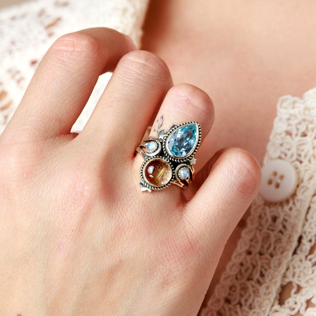 Anillo celestial de topacio azul – imagen 2