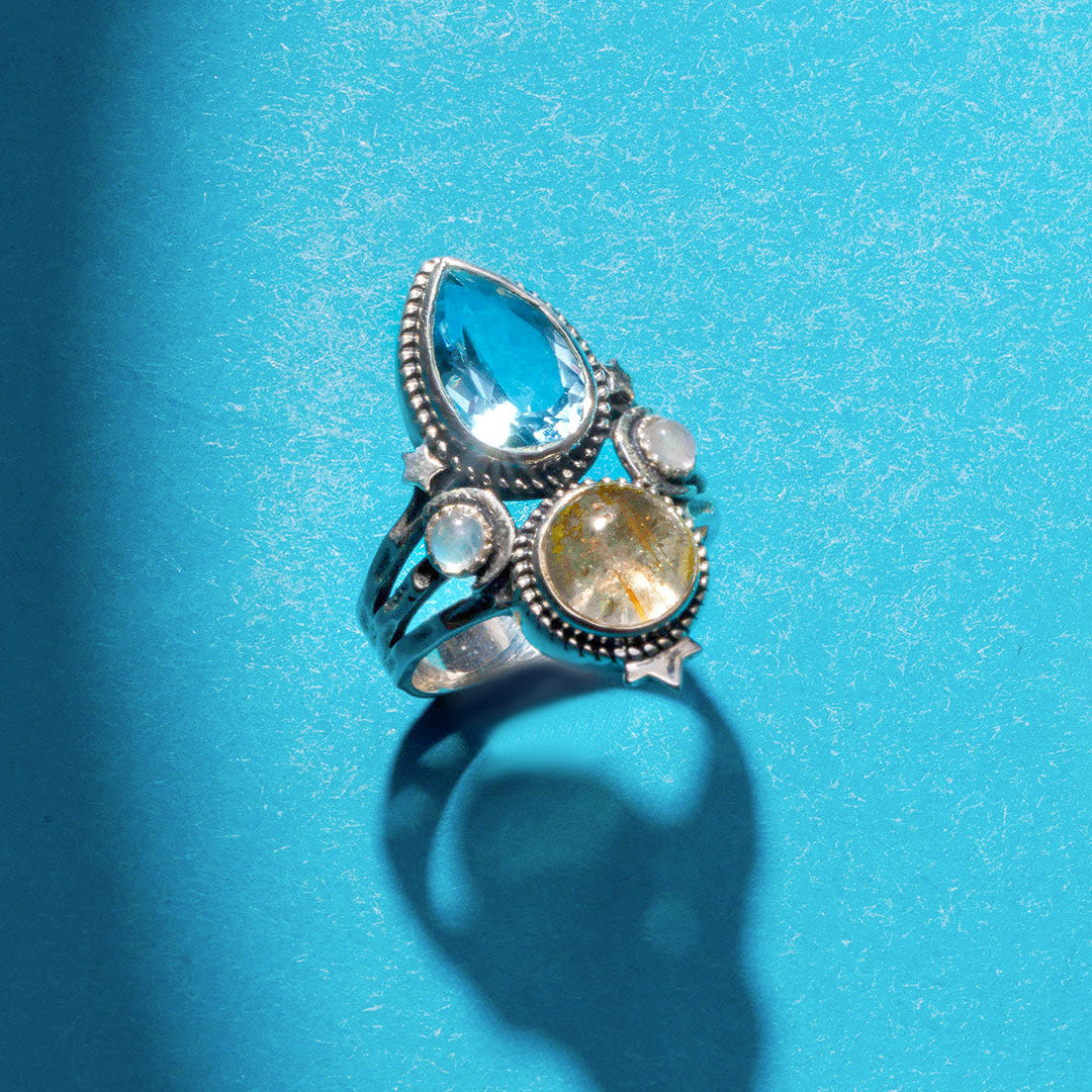 Anillo celestial de topacio azul – imagen 3