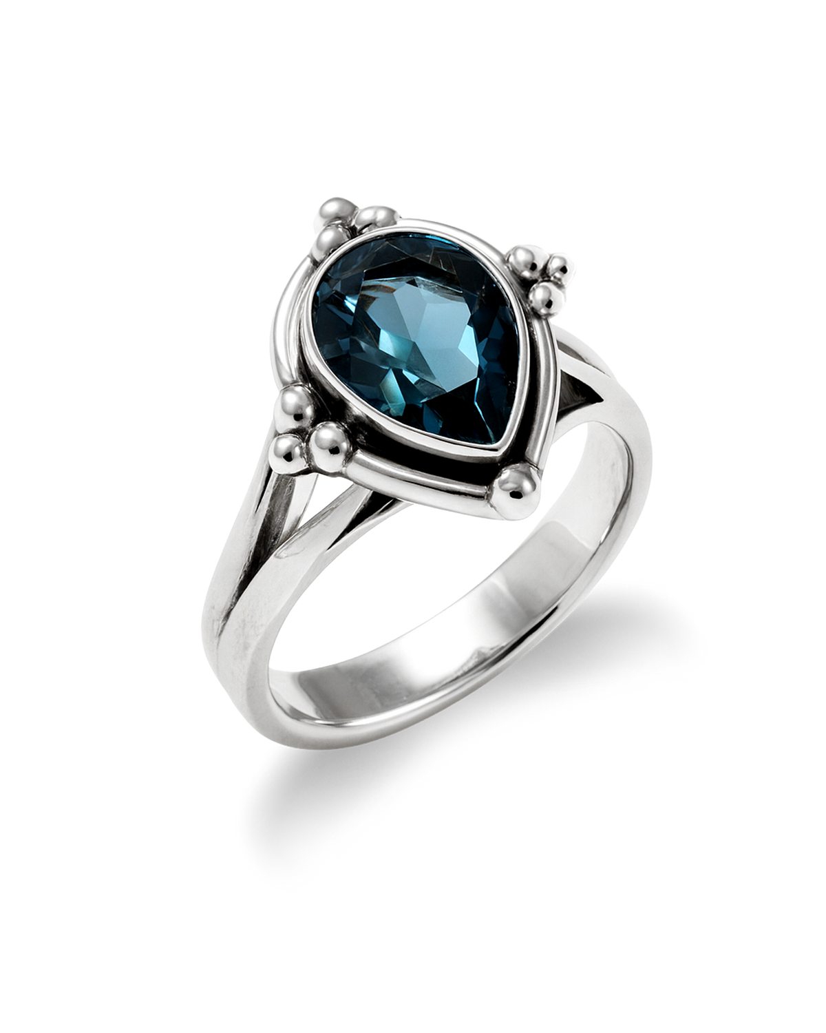 Anillo de topacio azul en forma de gota – imagen 3