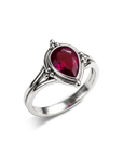 Anillo boho de rubí en forma de lágrima