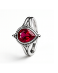Anillo boho de rubí en forma de lágrima – imagen 3